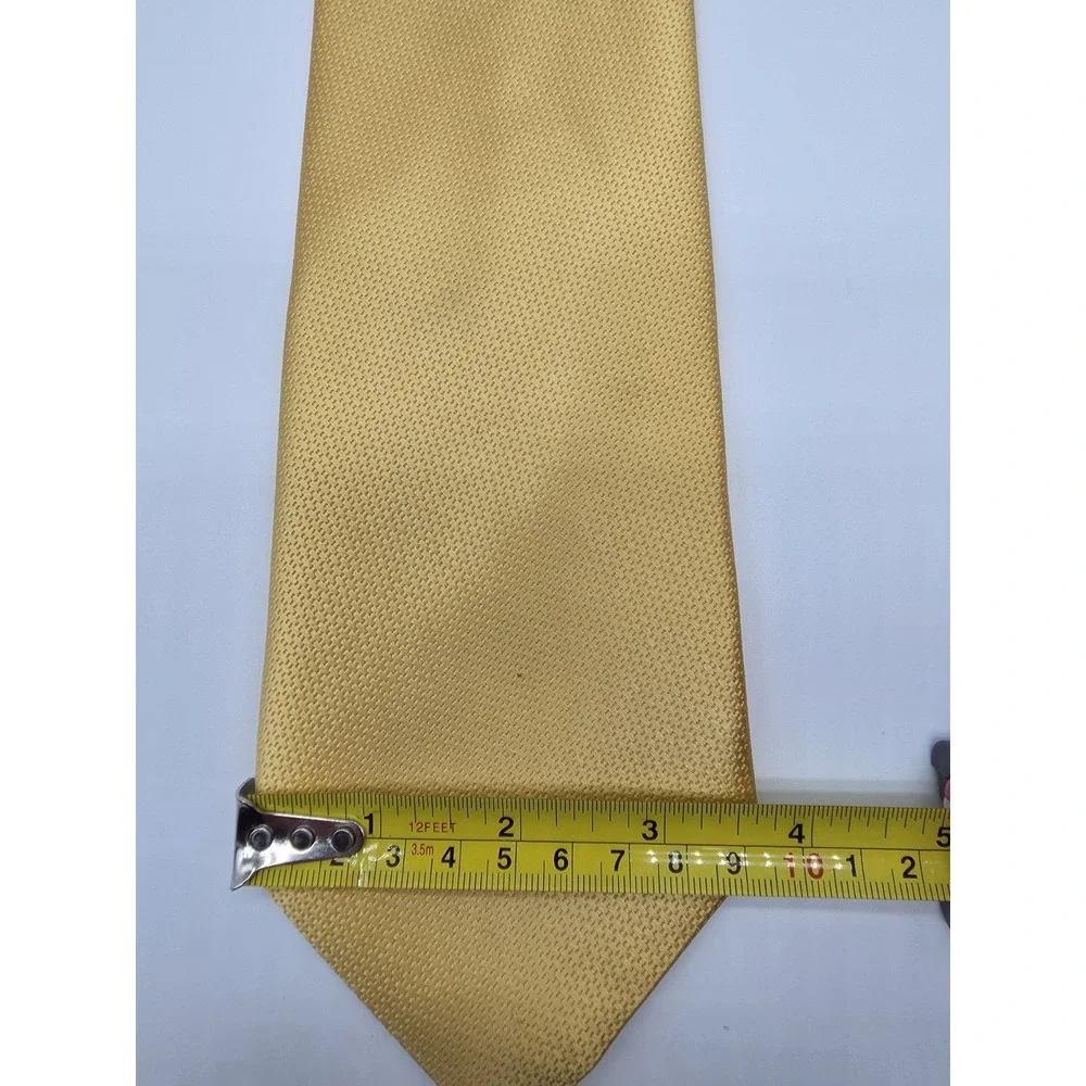 David Donahue Tie Gold Men's 100% Italian Silk Long Tie 62